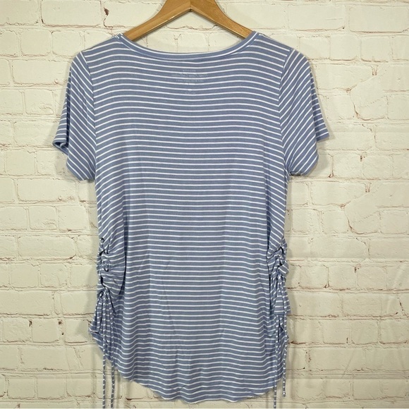Hollister Must-Have Collection Shirt Women's Medium Round Neck Striped Blue - Picture 7 of 8